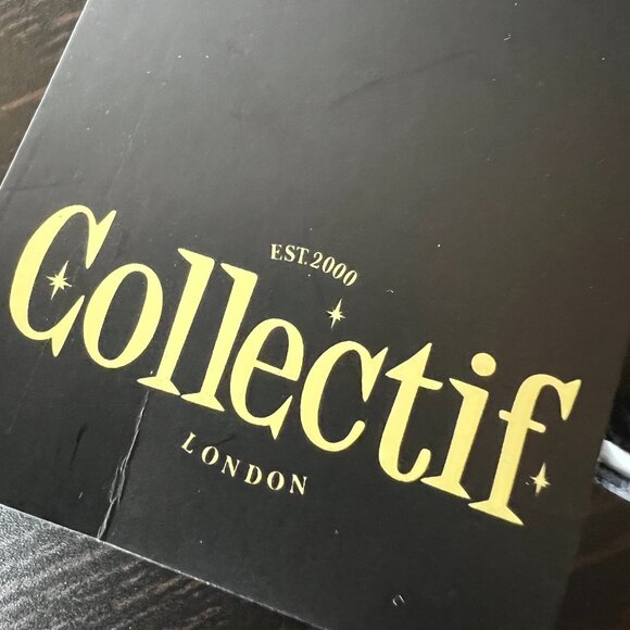 Collectif Black Retro 50s Cocktail Pinup Menu Balcony Underwire Bikini Top 16 XL - Picture 8 of 10